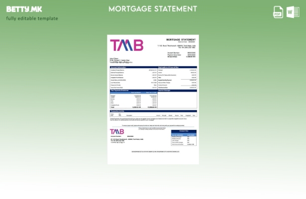 модерен стил Индија Tamilnad Mercantile Bank извод за хипотека за шаблон Word и 